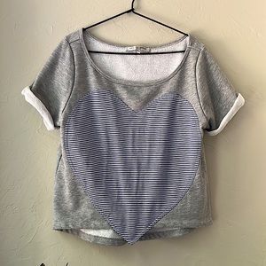 💙LAUGH CRY REPEAT LOS ANGELES STRIPED HEART S/S SWEATSHIRT TOP M